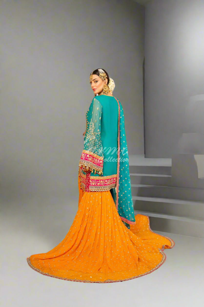 Green & Orange Farshi Sharara