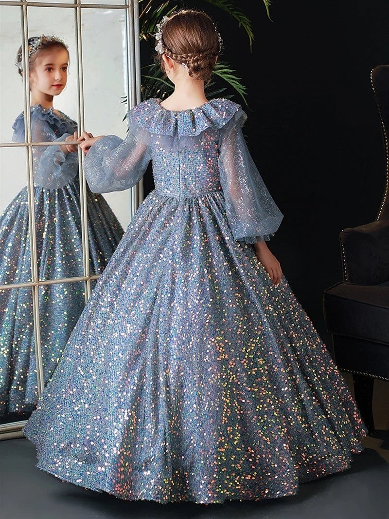 Grey Glitter Princess Gown