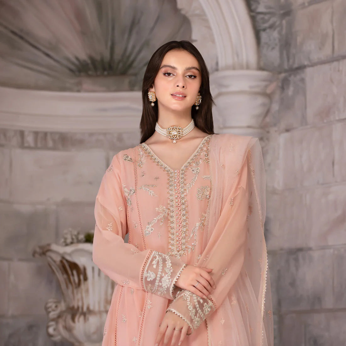 Flared Chiffon Frock | 3 PC