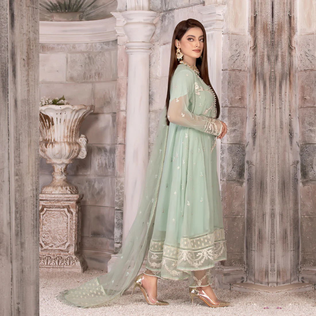 Flared Chiffon Dress | 3 PC