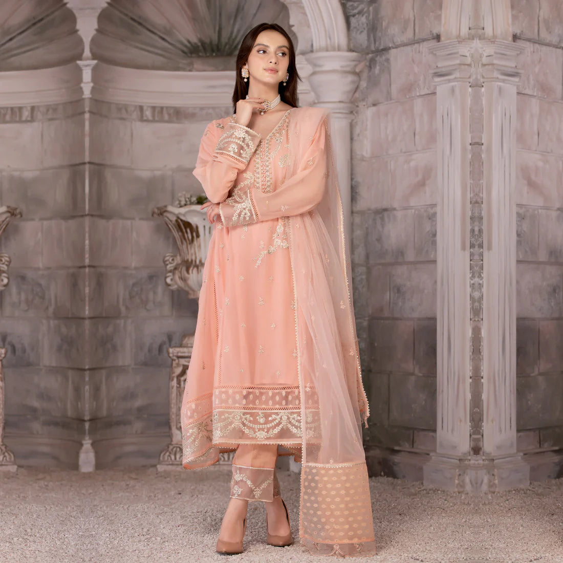 Flared Chiffon Frock | 3 PC