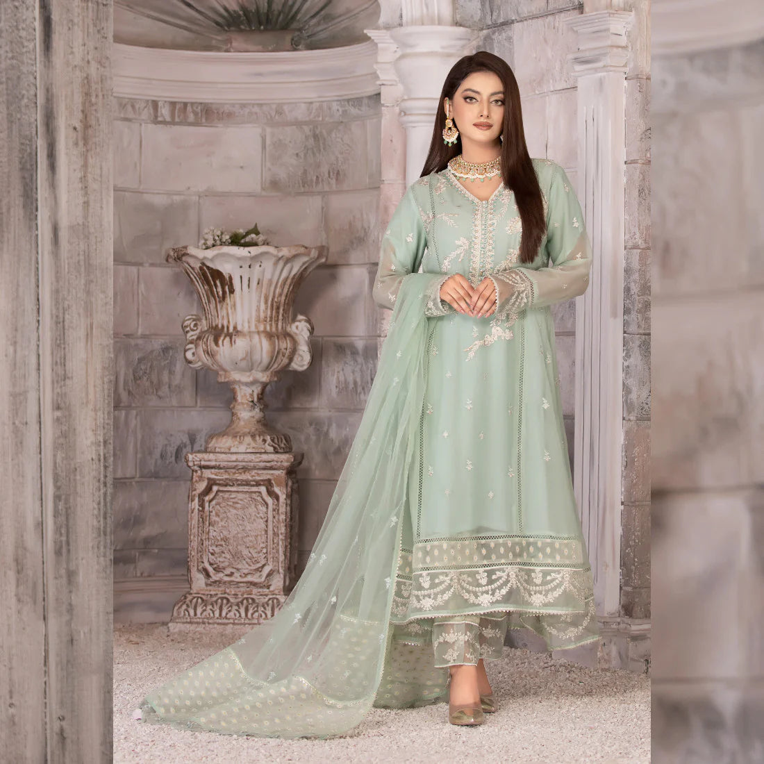 Flared Chiffon Dress | 3 PC