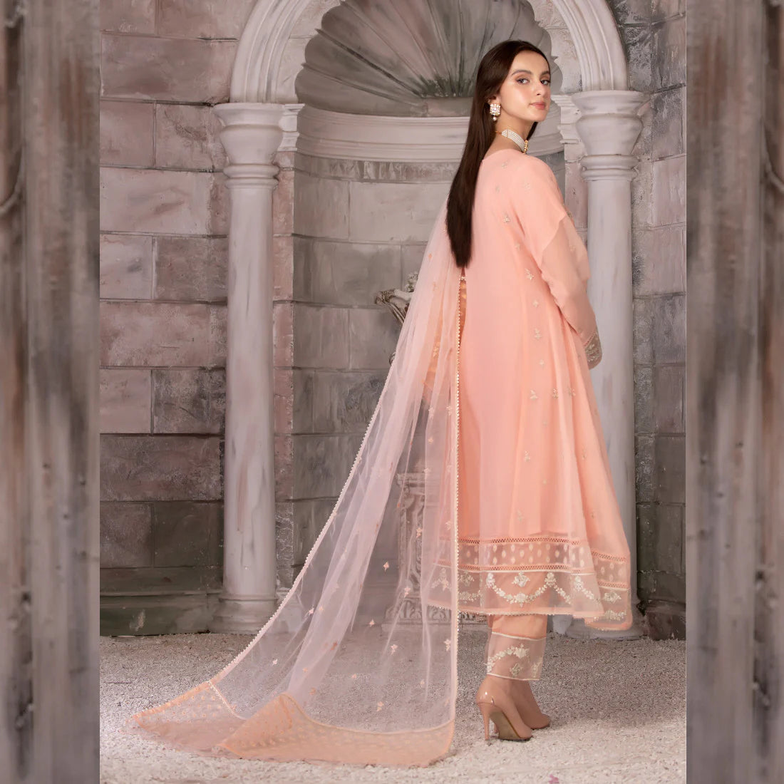 Flared Chiffon Frock | 3 PC
