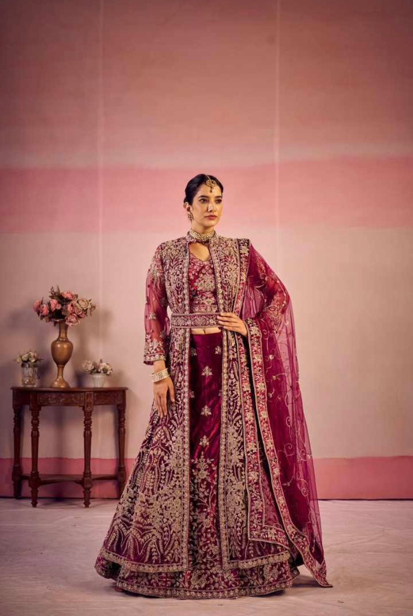 Velvet Bridal Lehnga