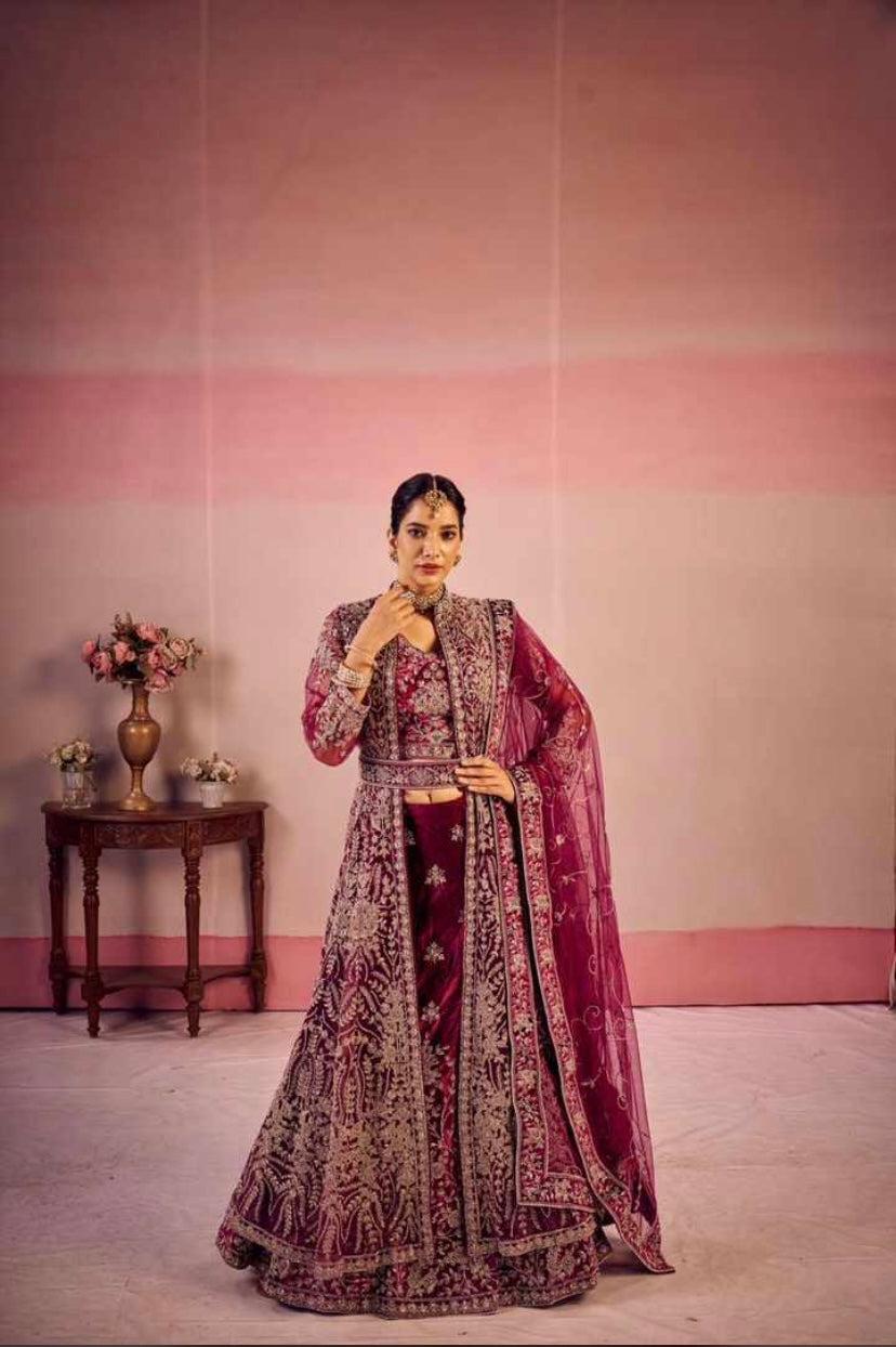 Velvet Bridal Lehnga
