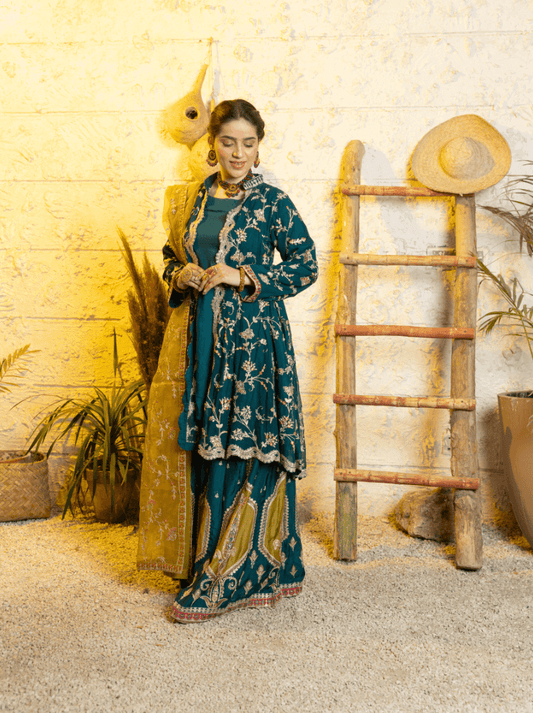 Embroidered Sharara With Tail