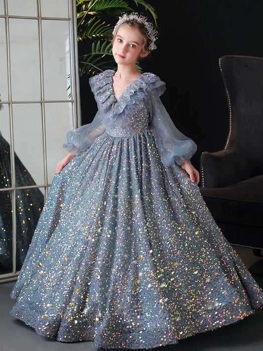 Grey Glitter Princess Gown