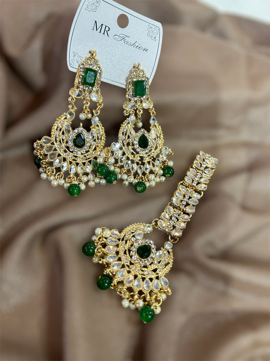Green | Earrings/Teeka Set