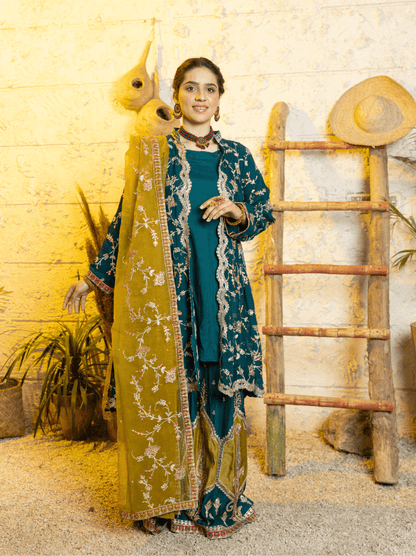 Embroidered Sharara With Tail