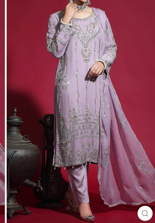 Chiffon Lilac Suit | 3 PC