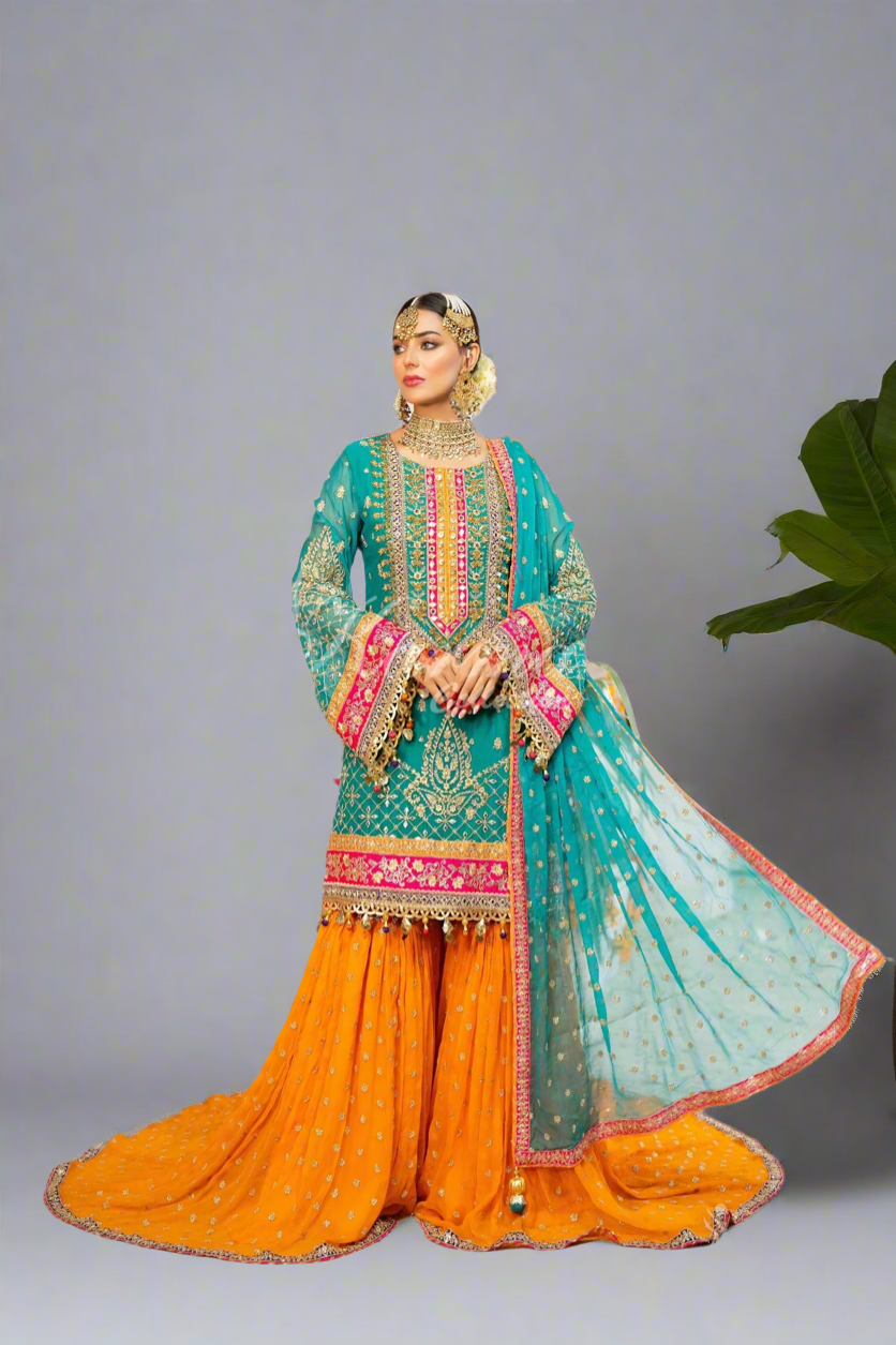 Green & Orange Farshi Sharara