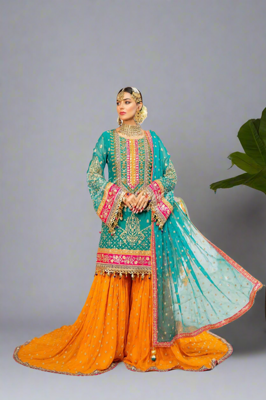 Green & Orange Farshi Sharara