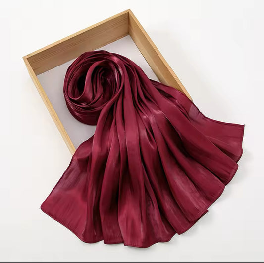 Wine Red | Satin Chiffon Hijab
