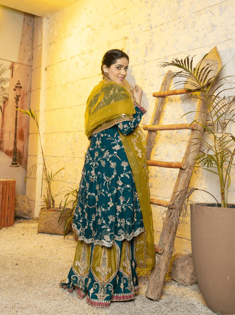 Embroidered Sharara With Tail