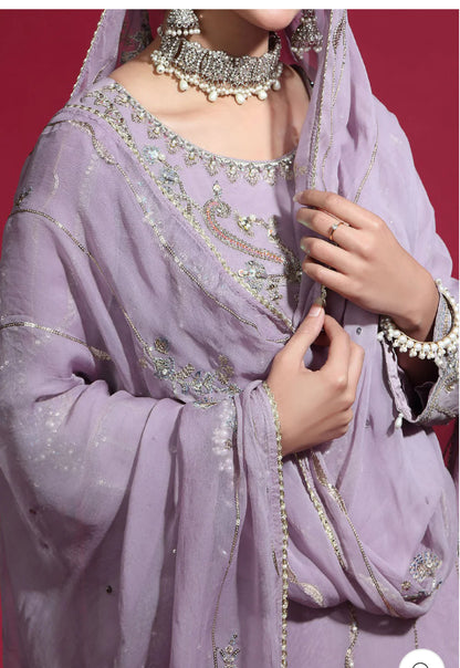 Chiffon Lilac Suit | 3 PC