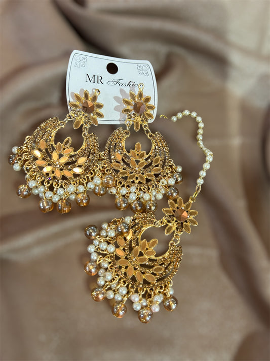 Gold | Earrings/Teeka Set