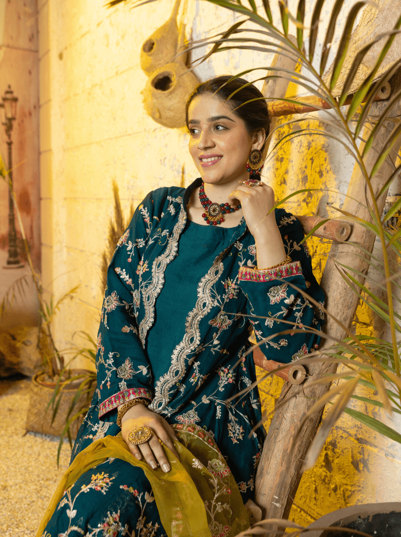Embroidered Sharara With Tail