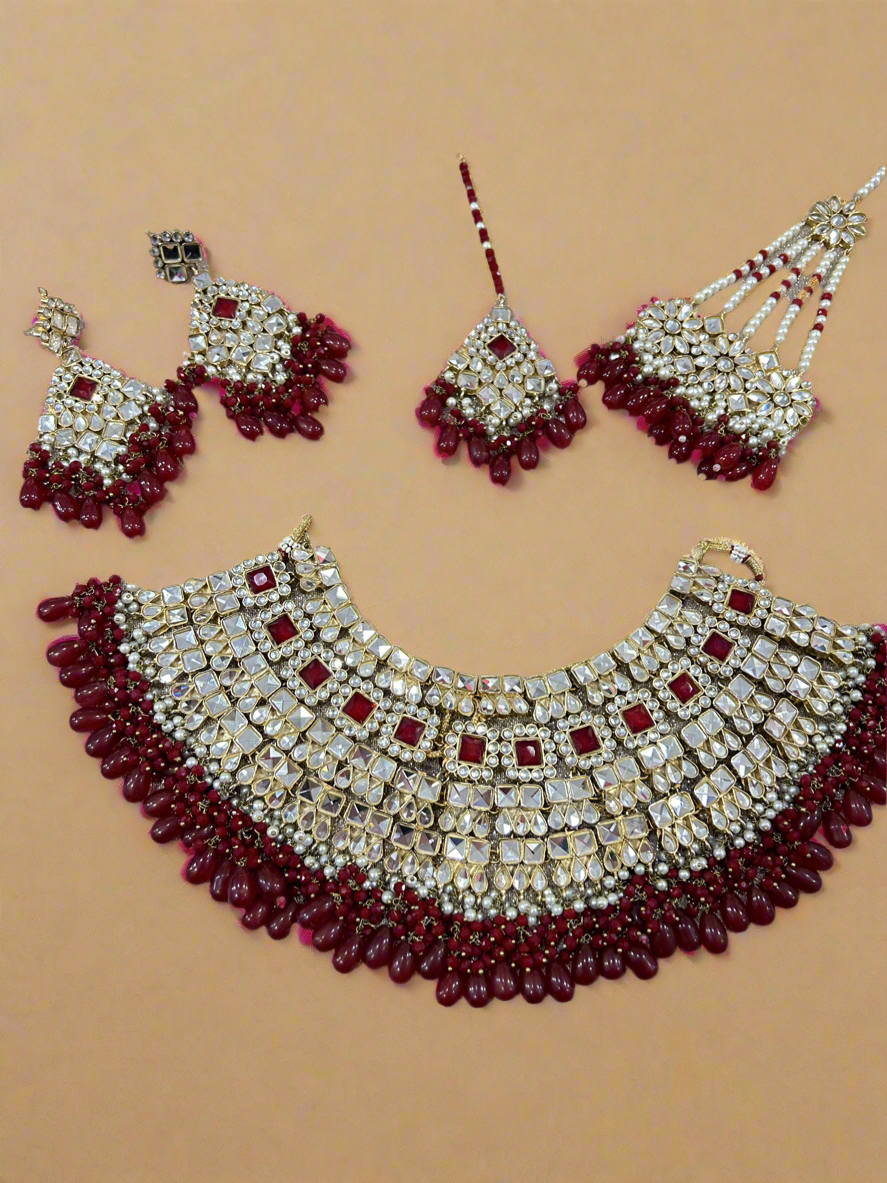 Red Kundan set