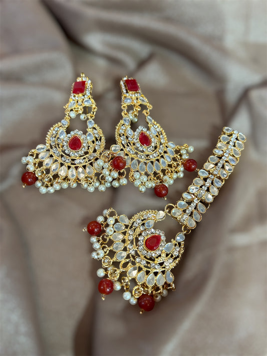Red Earrings/Teeka Set