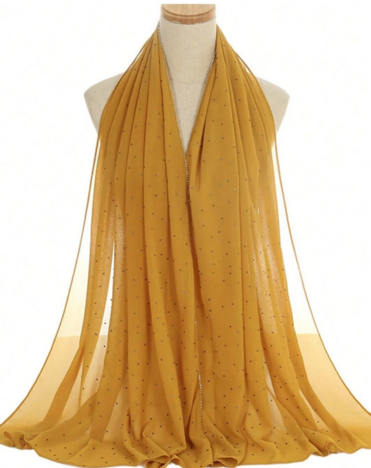 Mustard | Rhinestone Chiffon Hijab