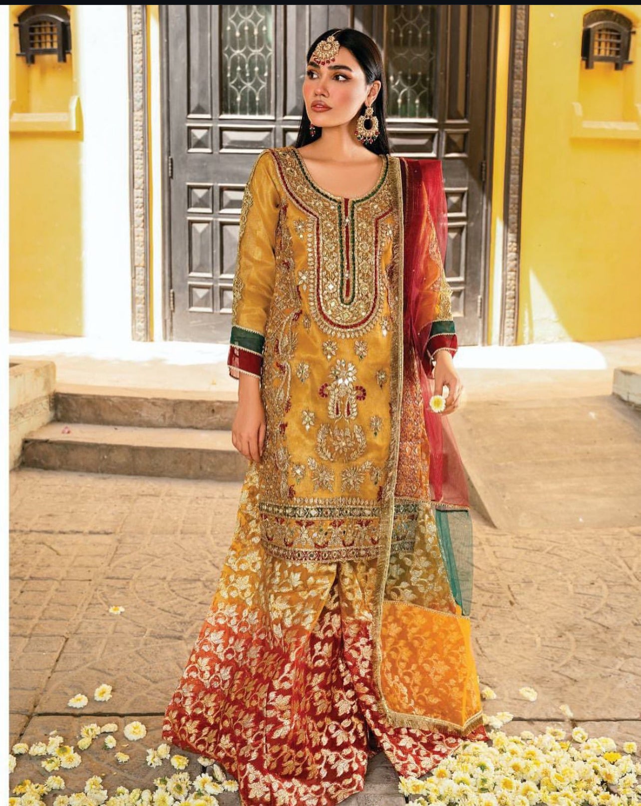 Yellow Ombre Sharara | 3 PC