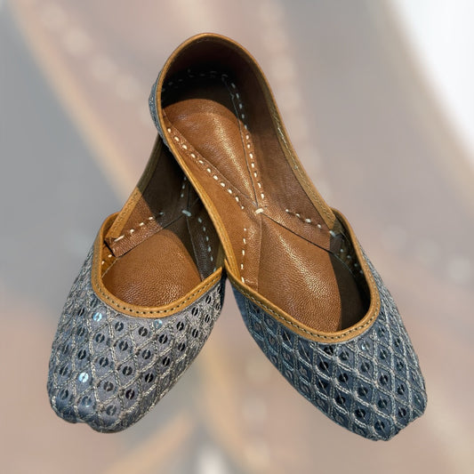 Punjabi Jutti - Grey Sequins