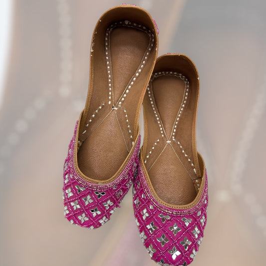 Pink Mirror Work Jutti