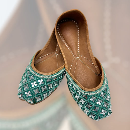 Green Mirrorwork Jutti