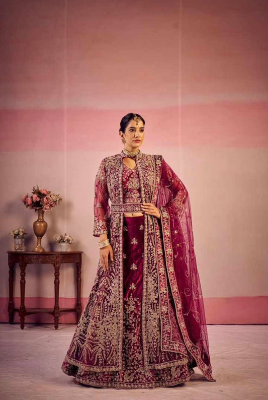 Velvet Bridal Lehnga